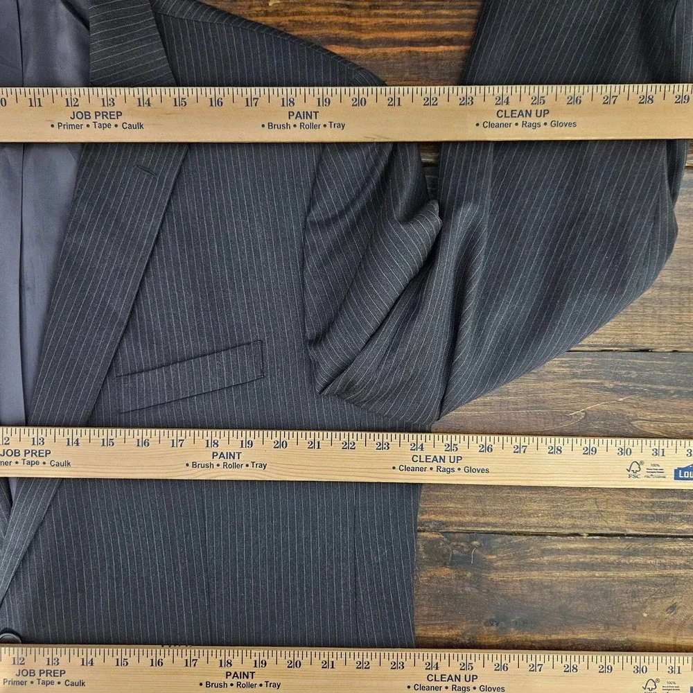 Tommy Hilfiger Men's Sport Coat Blazer Two Button Gray Pin Stripe Wool 46L